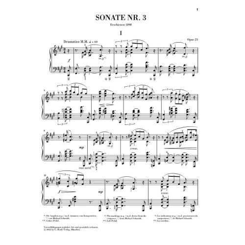 Scriabin, Alexander Nikolayevich - Piano Sonata no. 3 op. 23 