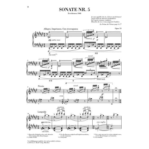 Scriabin, Alexander Nikolayevich - Piano Sonata no. 5 op. 53 