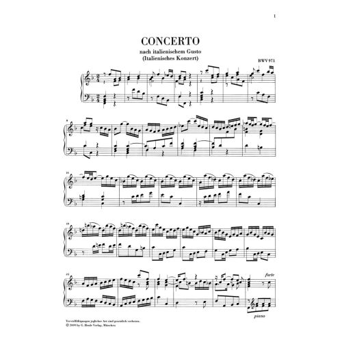 Bach, J.S - Italian Concerto BWV 971 