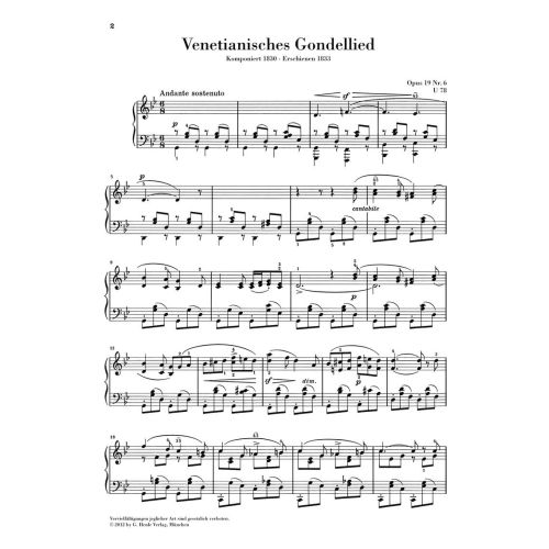Mendelssohn Bartholdy, Felix - Venetian Gondola Songs 
