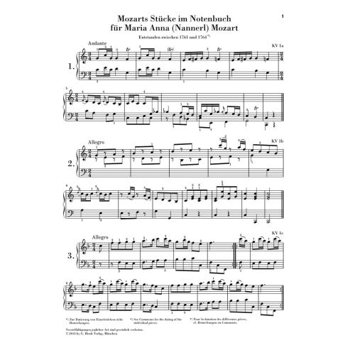 Mozart, Wolfgang Amadeus - Nannerl Music Book – The original works 