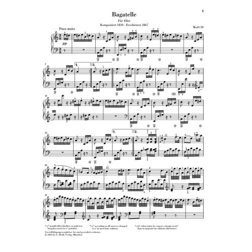 Beethoven, Ludwig van - Bagatelle a-moll WoO 59 (Für Elise) 