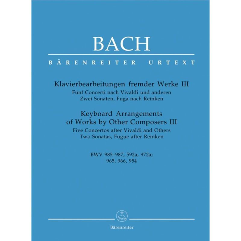 Bach J.S. - Keyboard Arrangements of Works by Other Composers III (Urtext).