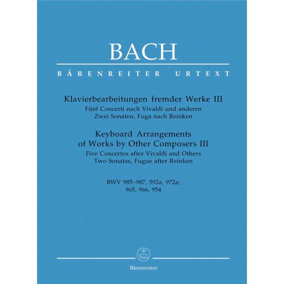 Bach J.S. - Keyboard Arrangements of Works by Other Composers III (Urtext).