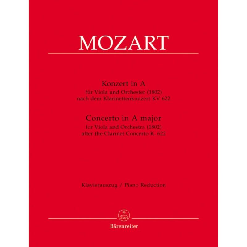 Mozart W.A. - Concerto in A for Viola based on the Clarinet Concerto (K.622).
