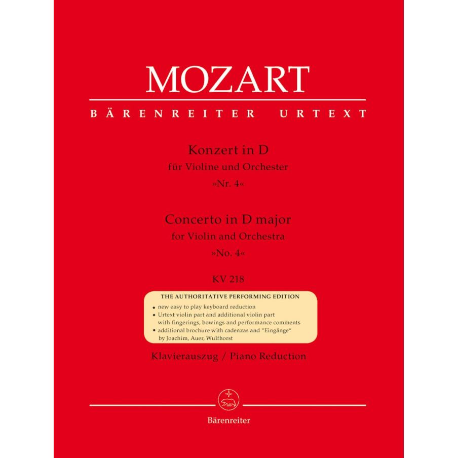 Mozart W.A. - Concerto for Violin No.4 in D (K.218) (Urtext).