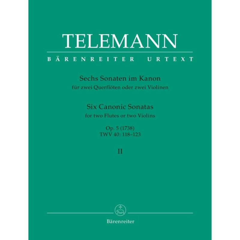 Telemann G.P. - Sonatas in Canon (6), Op.5 (Urtext), Vol. 2: Nos.  4 - 6.