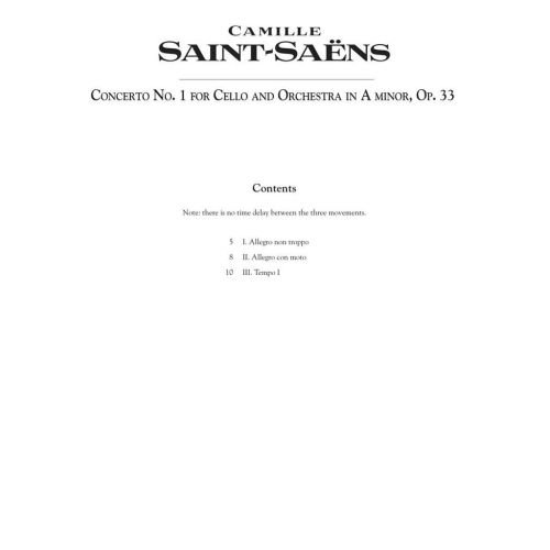 Saint-Saëns, Camille - Concerto No. 1 for Violoncello and Orchestra