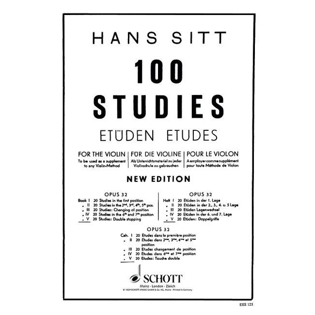 Sitt, Hans - 100 Studies op. 32 Book 5