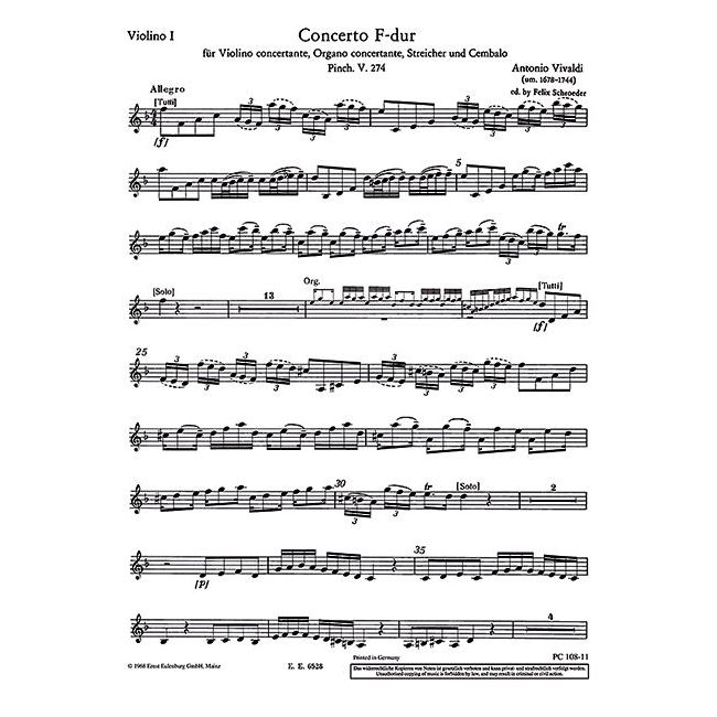 Vivaldi, Antonio - Concerto F Major op. 64/4 RV 542 / PV 274