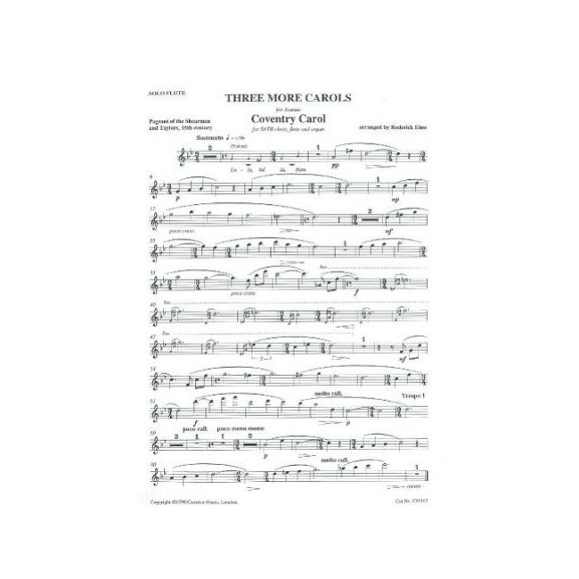Three More Carols (Flute part only)