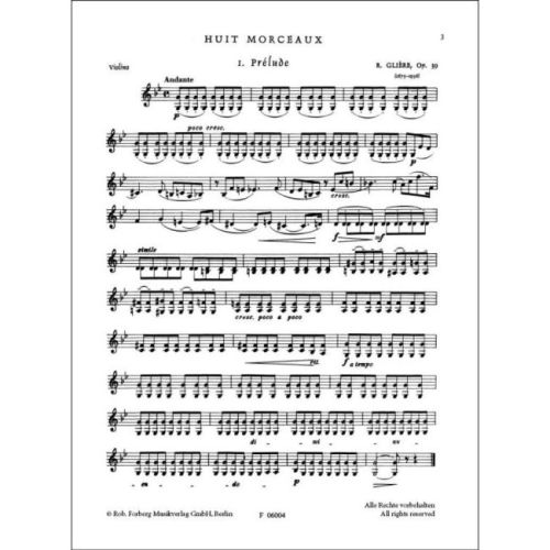 Glière, Reinhold - 8 Morceaux Opus 39