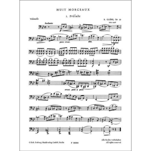 Glière, Reinhold - 8 Morceaux Opus 39