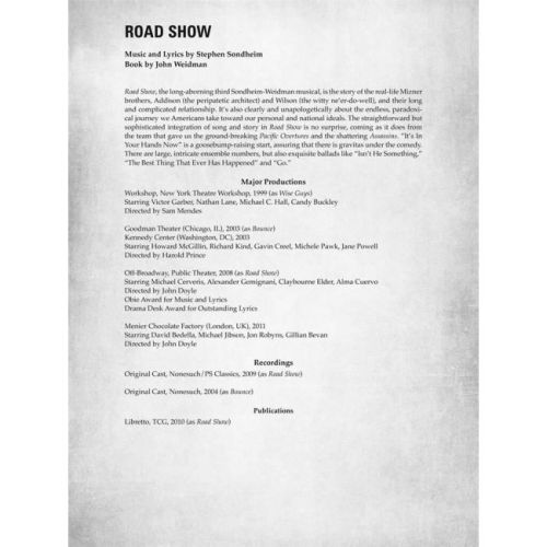 Sondheim, Stephen - Road Show