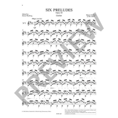 Giuliani, Mauro - 6 Preludes op. 83