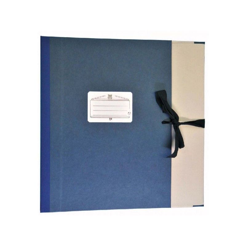 Blue music folder with a closing strap