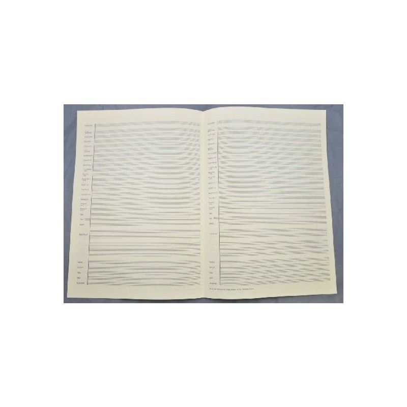 Music manuscript paper 31 staves with bar lines pre-printed instruments