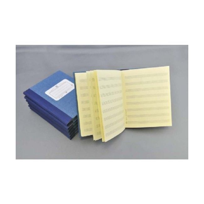 Music manuscript book blue 6 staves