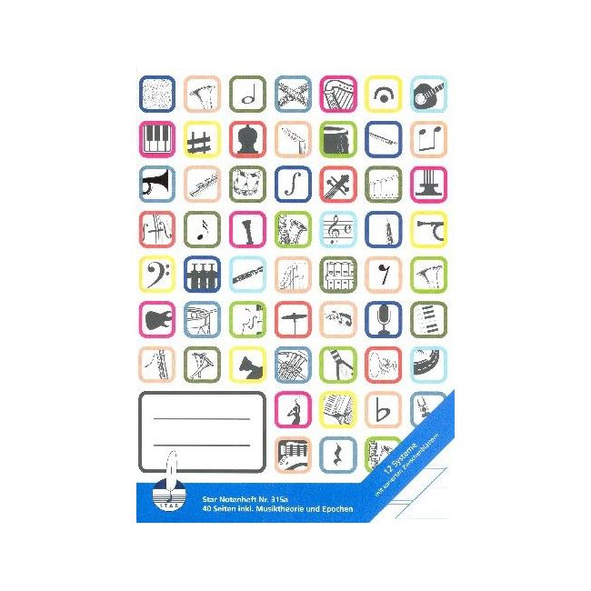 School book 12 staves every other page is left blank