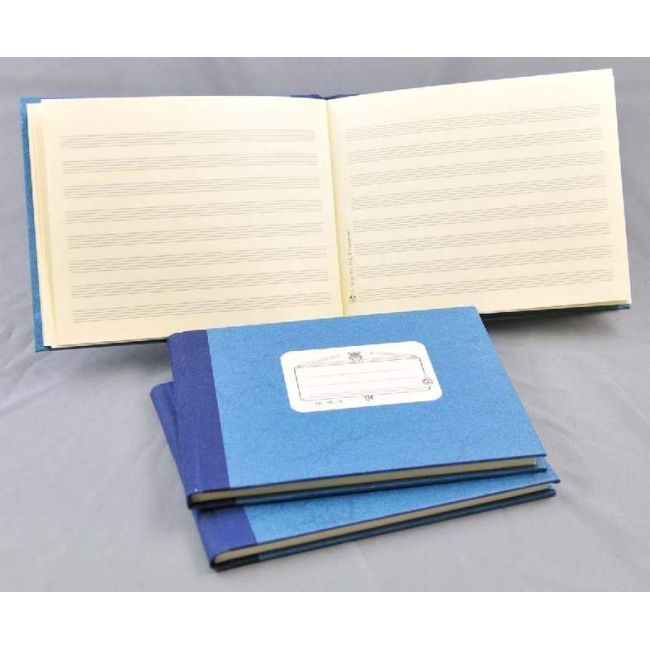 Music manuscript book blue 8 staves