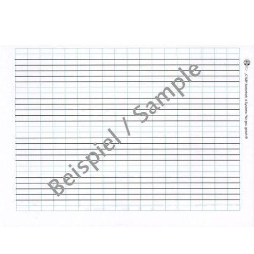 School book 4 wide with ledger lines staves every other page is left blank
