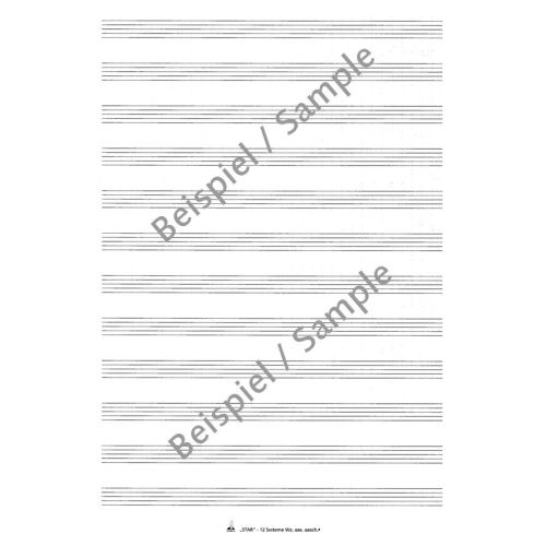 Music manuscript book 12 staves book with ledger lines