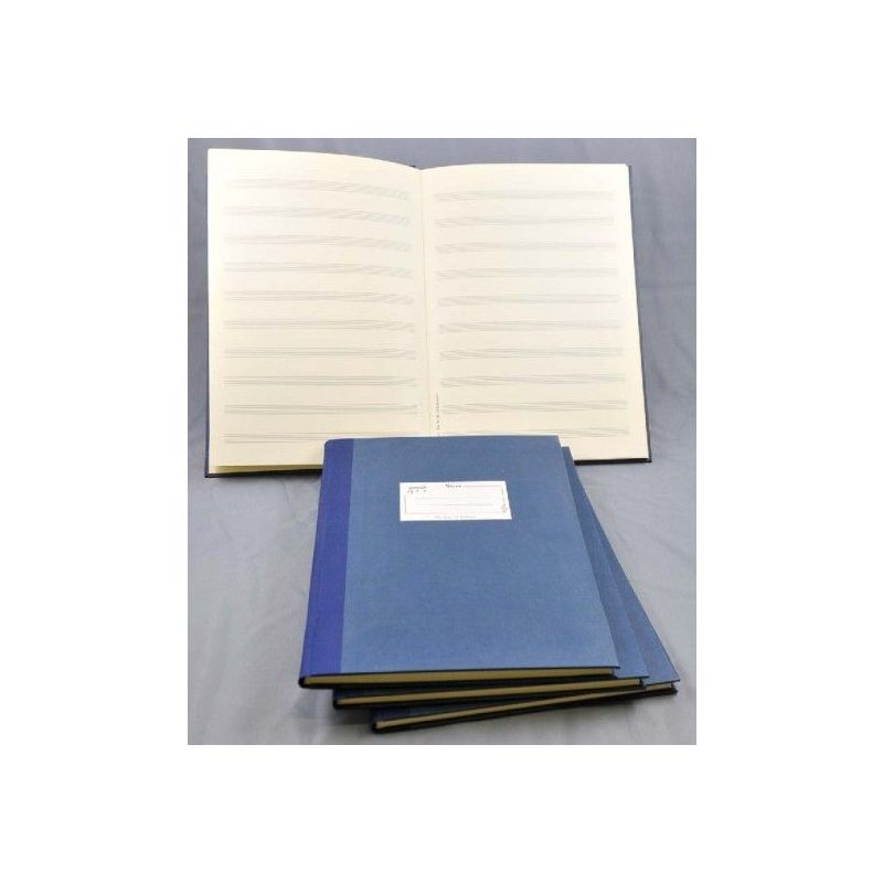Music manuscript book blue 12 staves