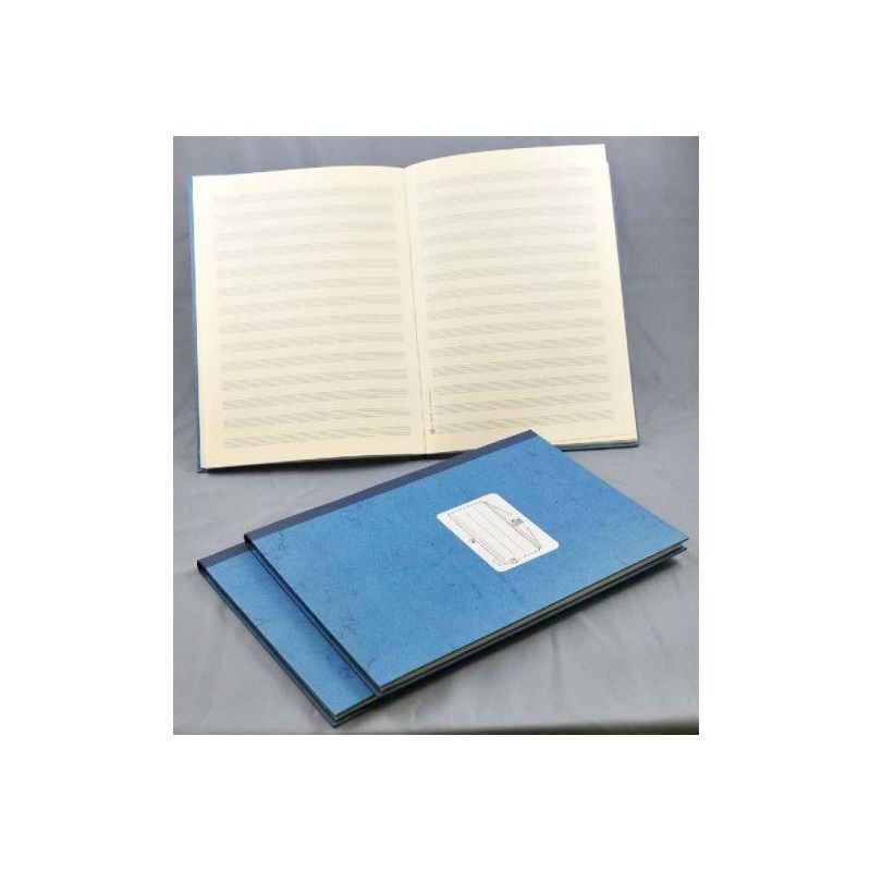 Music manuscript book blue 14 staves