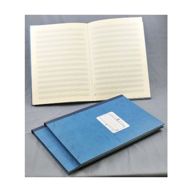 Music manuscript book blue 14 staves