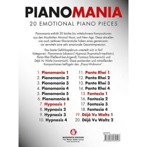 Heumann, Hans-Günter - Pianomania: 20 Emotional Piano Pieces