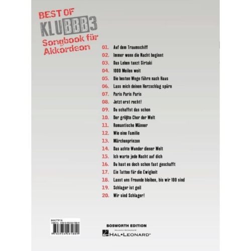 The Best of Klubbb3 - Songbook für Akkordeon