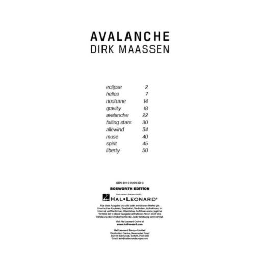 Dirk Maassen: Avalanche – Songbook für Klavier