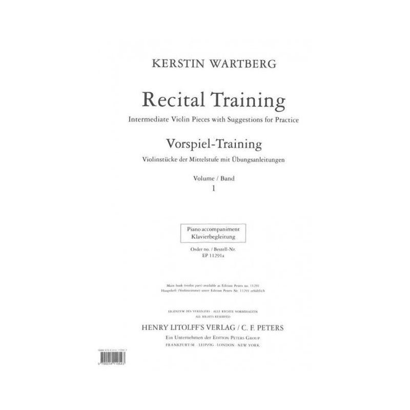 Wartberg, Kerstin - Recital Training, Volume 1 (Piano Accompaniment)