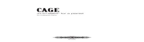Cage, John - 31.57.9864 For a Pianist