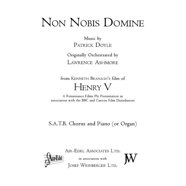 Doyle, Patrick - Non Nobis Domine SATB acc.