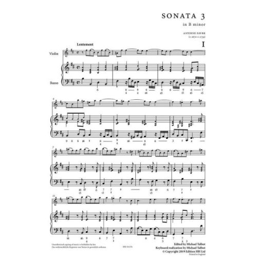 Favre, Antoine - Six sonatas, volume 1 (Nos. 1–3)