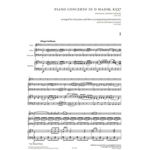 Mozart, Wolfgang Amadeus - Piano Concerto in D major K537