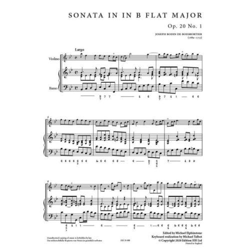 Boismortier, Joseph Bodin de - Six Sonatas Op. 20 op. 20 Vol. 1