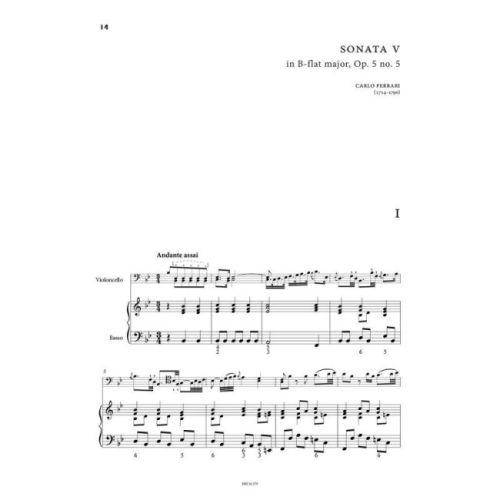 Ferrari, Carlo - Six Sonatas for Violoncello and basso continuo op. 5 Vol. 2 op. 5 Vol. 2