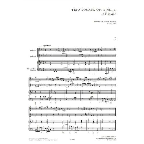 Fisher, Frederich Ernest - Six trio sonatas Vol. 1 op. 1 Vol. 1