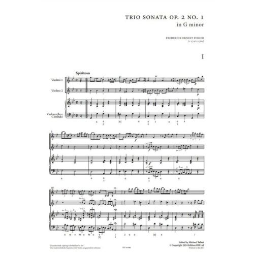 Fisher, Frederich Ernest - Six Trio Sonatas Vol. 1 op. 2/1 Vol. 1