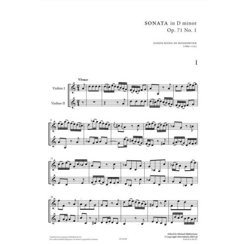 Boismortier, Joseph Bodin de - Six sonatas op. 71