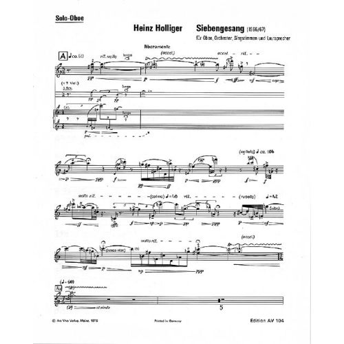 Holliger, Heinz - Siebengesang