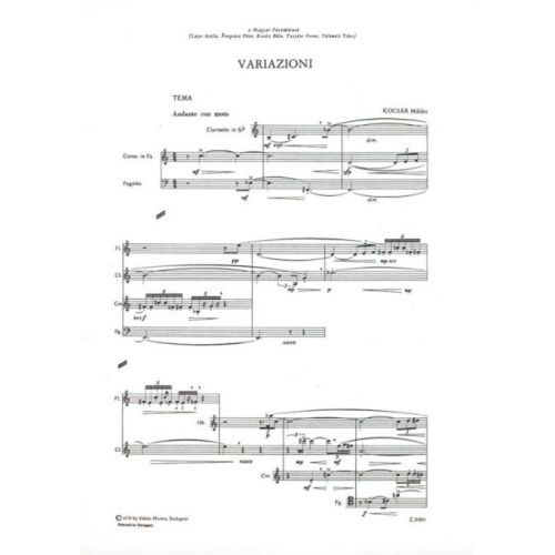 Kocsár Miklós - Variazioni - for wind quintet