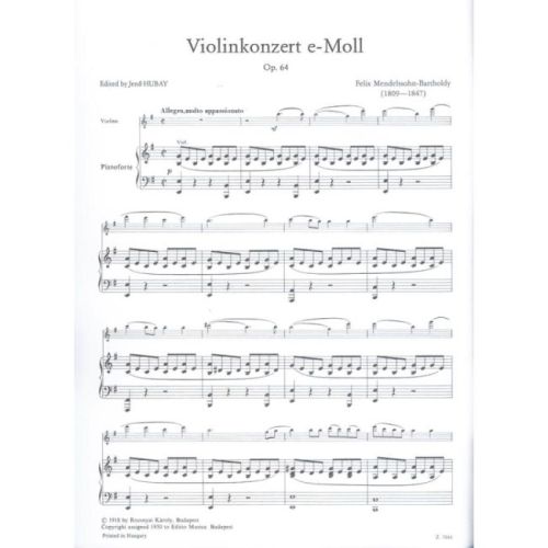Mendelssohn-Bartholdy, Felix - Violin Concerto