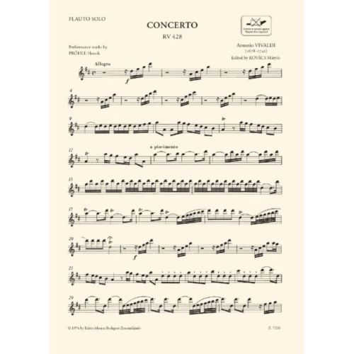 Vivaldi, Antonio - Concerto in D RV 428 for Flute