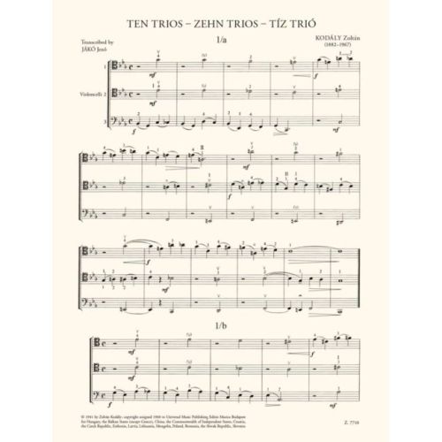 Kodály, Zoltán - Ten Trios (from Tricinia arranged by J. Jákó)