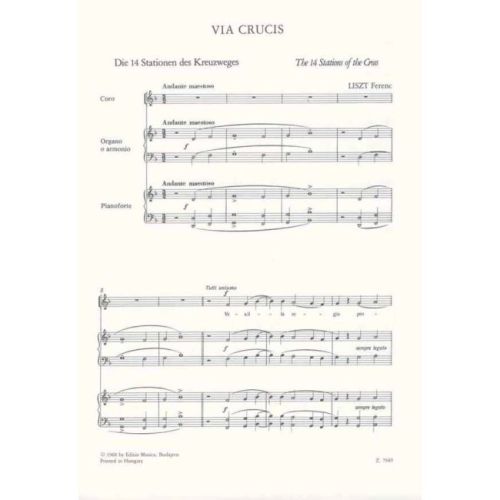 Liszt Ferenc - Via Crucis - for mixed Choir, Vocal Solos and  Organ or Piano