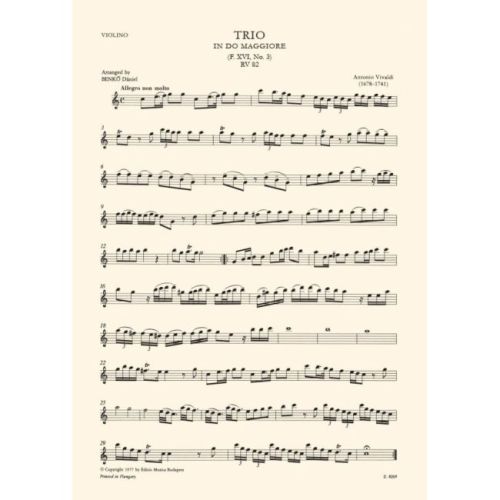 Vivaldi, Antonio - Trio In Do Maggiore - per liuto (chitarra), violino e violoncello, RV 82 (F. XVI. No. 3, P.V. S. 7/3)
