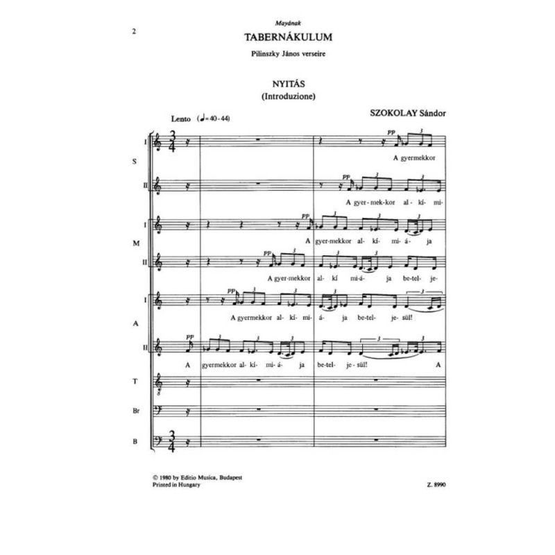 Szokolay Sándor - Tabernákulum - Chorus cycle